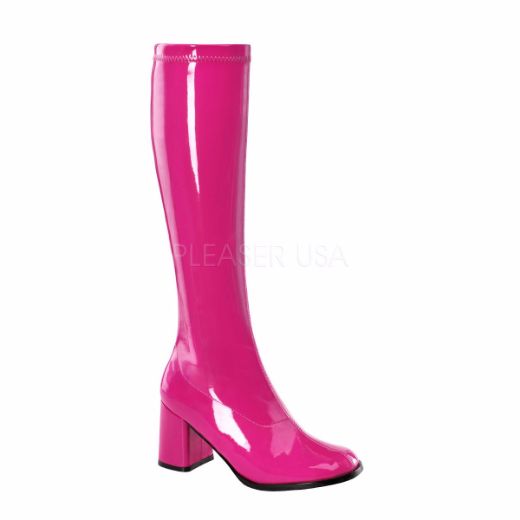 Product image of Funtasma Gogo-300 Hot Pink Stretch Patent, 3 inch (7.6 cm) Heel Knee High Boot