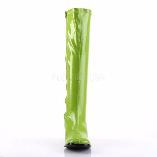 Product image of Funtasma Gogo-300 Lime Green Stretch Patent, 3 inch (7.6 cm) Heel Knee High Boot