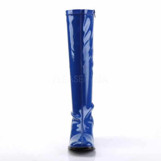 Product image of Funtasma Gogo-300 Navy Blue Stretch Patent, 3 inch (7.6 cm) Heel Knee High Boot