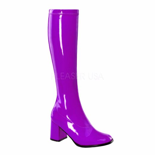 Product image of Funtasma Gogo-300 Purple Stretch Patent, 3 inch (7.6 cm) Heel Knee High Boot