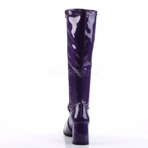 Product image of Funtasma Gogo-300 Purple Stretch Patent, 3 inch (7.6 cm) Heel Knee High Boot