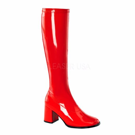 Product image of Funtasma Gogo-300 Red Stretch Patent, 3 inch (7.6 cm) Heel Knee High Boot