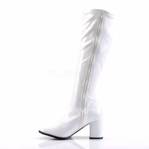 Product image of Funtasma Gogo-300 White Stretch Patent, 3 inch (7.6 cm) Heel Knee High Boot Shoes
