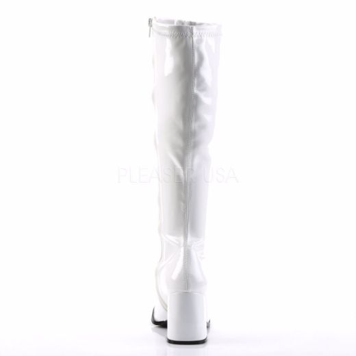 Product image of Funtasma Gogo-300 White Stretch Patent, 3 inch (7.6 cm) Heel Knee High Boot Shoes