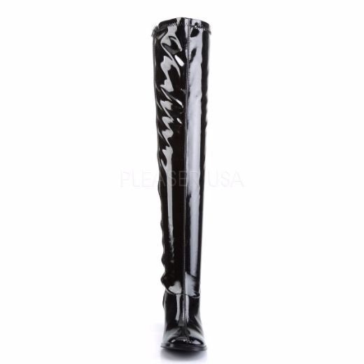 Product image of Funtasma Gogo-3000 Black Stretch Patent, 3 inch (7.6 cm) Block Heel Knee High Boot