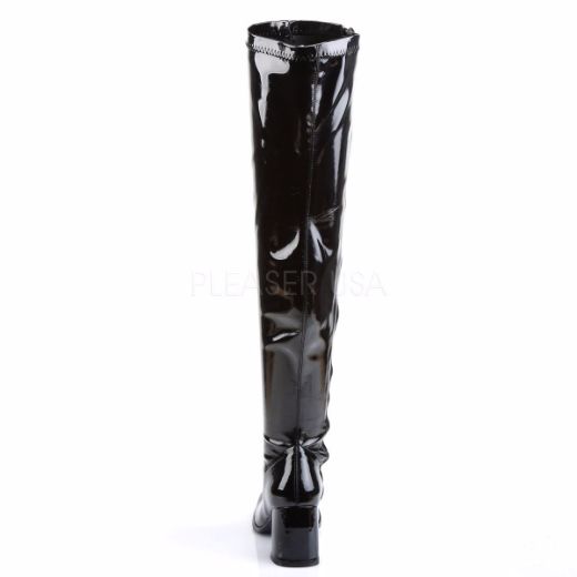 Product image of Funtasma Gogo-3000 Black Stretch Patent, 3 inch (7.6 cm) Block Heel Knee High Boot