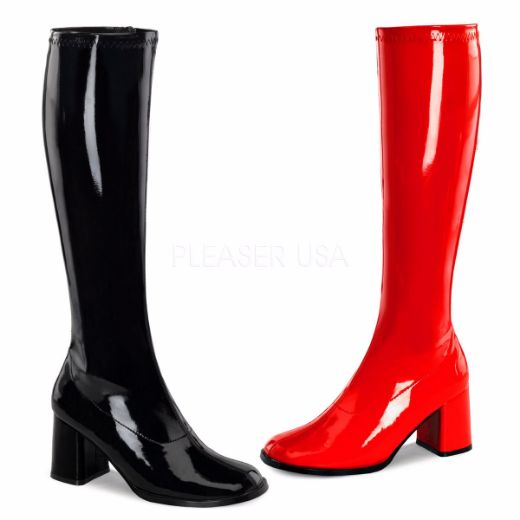 Product image of Funtasma Gogo-300Hq Black-Red Patent, 3 inch (7.6 cm) Block Heel Knee High Boot
