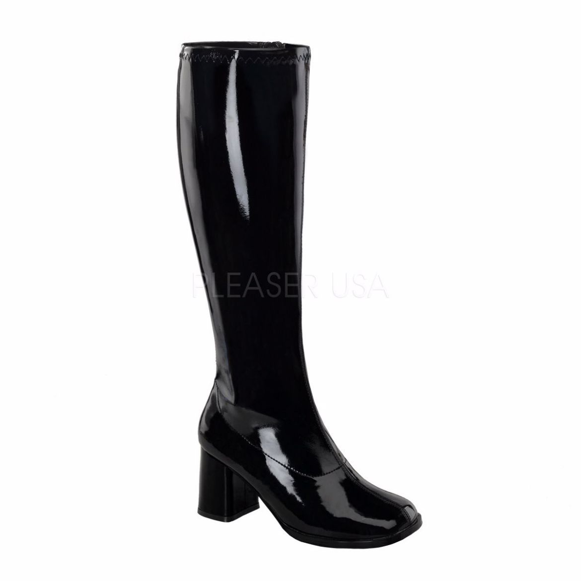 Product image of Funtasma Gogo-300Wc Black Stretch Patent, 3 inch (7.6 cm) Heel Knee High Boot
