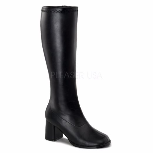 Product image of Funtasma Gogo-300Wc Black Stretch Pu, 3 inch (7.6 cm) Heel Knee High Boot