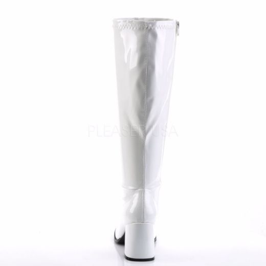 Product image of Funtasma Gogo-300Wc White Stretch Patent, 3 inch (7.6 cm) Heel Knee High Boot