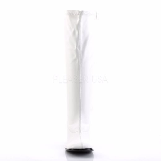 Product image of Funtasma Gogo-300Wc White Stretch Pu, 3 inch (7.6 cm) Heel Knee High Boot