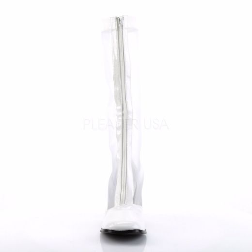 Product image of Funtasma Gogo-307 White Stretch Patent-Mesh, 3 inch (7.6 cm) Block Heel Knee High Boot