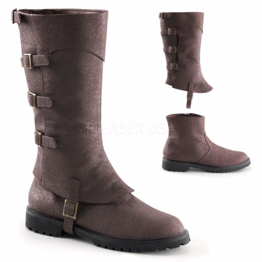 Product image of Funtasma Gotham-105 Brown Distressed Pu, 1 1/2 inch (3.8 cm) Flat Heel Knee High Boot