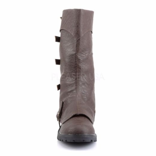 Product image of Funtasma Gotham-105 Brown Distressed Pu, 1 1/2 inch (3.8 cm) Flat Heel Knee High Boot