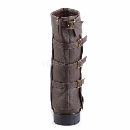 Product image of Funtasma Gotham-105 Brown Distressed Pu, 1 1/2 inch (3.8 cm) Flat Heel Knee High Boot