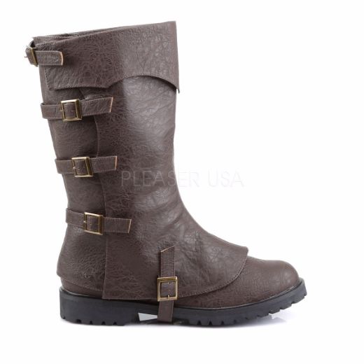 Product image of Funtasma Gotham-105 Brown Distressed Pu, 1 1/2 inch (3.8 cm) Flat Heel Knee High Boot