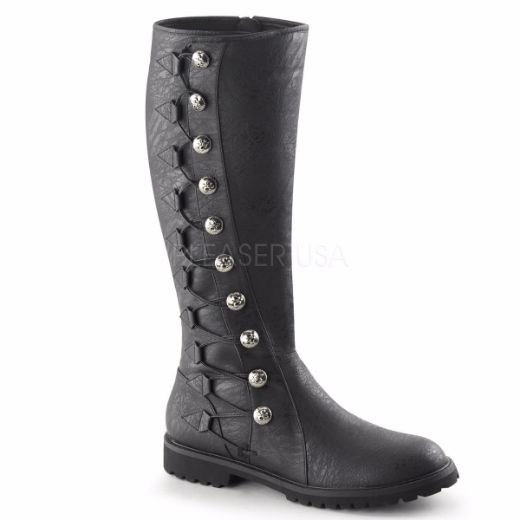 Product image of Funtasma Gotham-109 Black Distressed Pu, 1 1/2 inch (3.8 cm) Flat Heel Knee High Boot