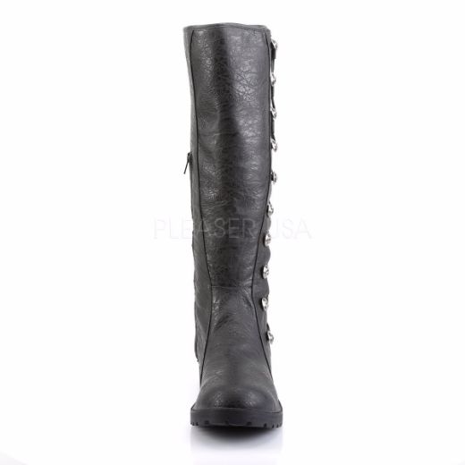 Product image of Funtasma Gotham-109 Black Distressed Pu, 1 1/2 inch (3.8 cm) Flat Heel Knee High Boot
