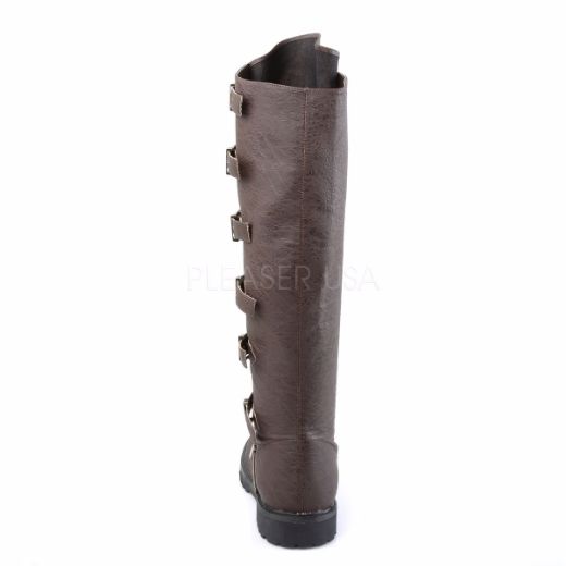 Product image of Funtasma Gotham-110 Brown Distressed Pu, 1 1/2 inch (3.8 cm) Flat Heel Knee High Boot