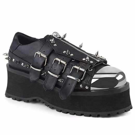 Product image of Demonia Gravedigger-03 Black Vegan Leather, 2 3/4 inch Platform Court Pump Shoes