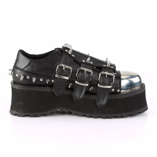 Product image of Demonia Gravedigger-03 Black Vegan Leather, 2 3/4 inch Platform Court Pump Shoes