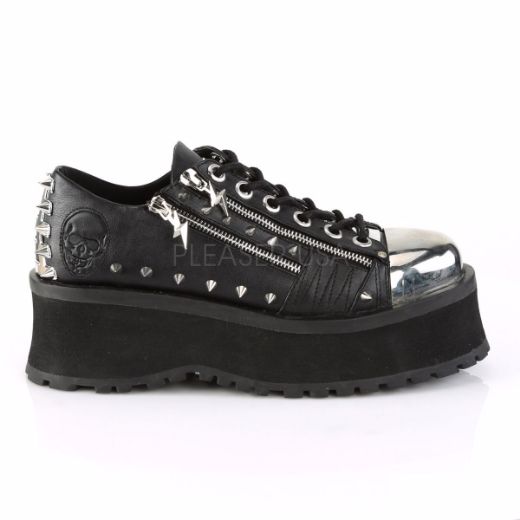 Product image of Demonia Gravedigger-04 Black Vegan Leather, 2 3/4 inch Platform Court Pump Shoes