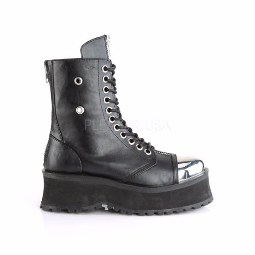 Product image of Demonia Gravedigger-10 Black Vegan Leather, 2 3/4 inch Platform Ankle Boot