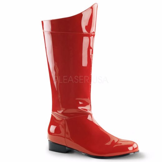 Product image of Funtasma Hero-100 Red Patent, 1 inch (2.5 cm) Flat Heel Knee High Boot