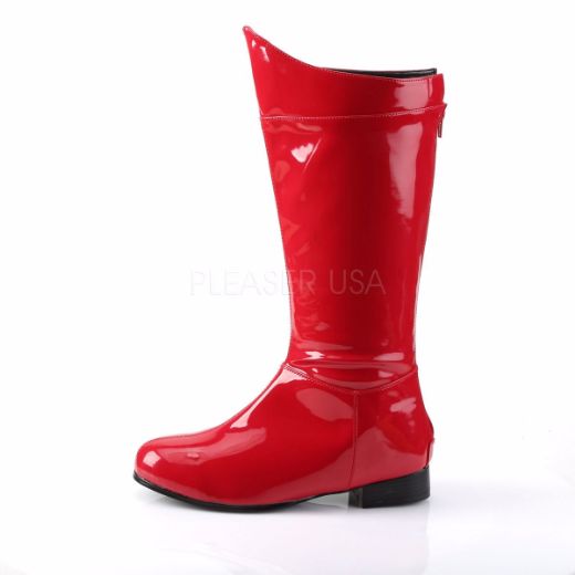 Product image of Funtasma Hero-100 Red Patent, 1 inch (2.5 cm) Flat Heel Knee High Boot