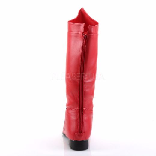 Product image of Funtasma Hero-100 Red Pu, 1 inch (2.5 cm) Flat Heel Knee High Boot