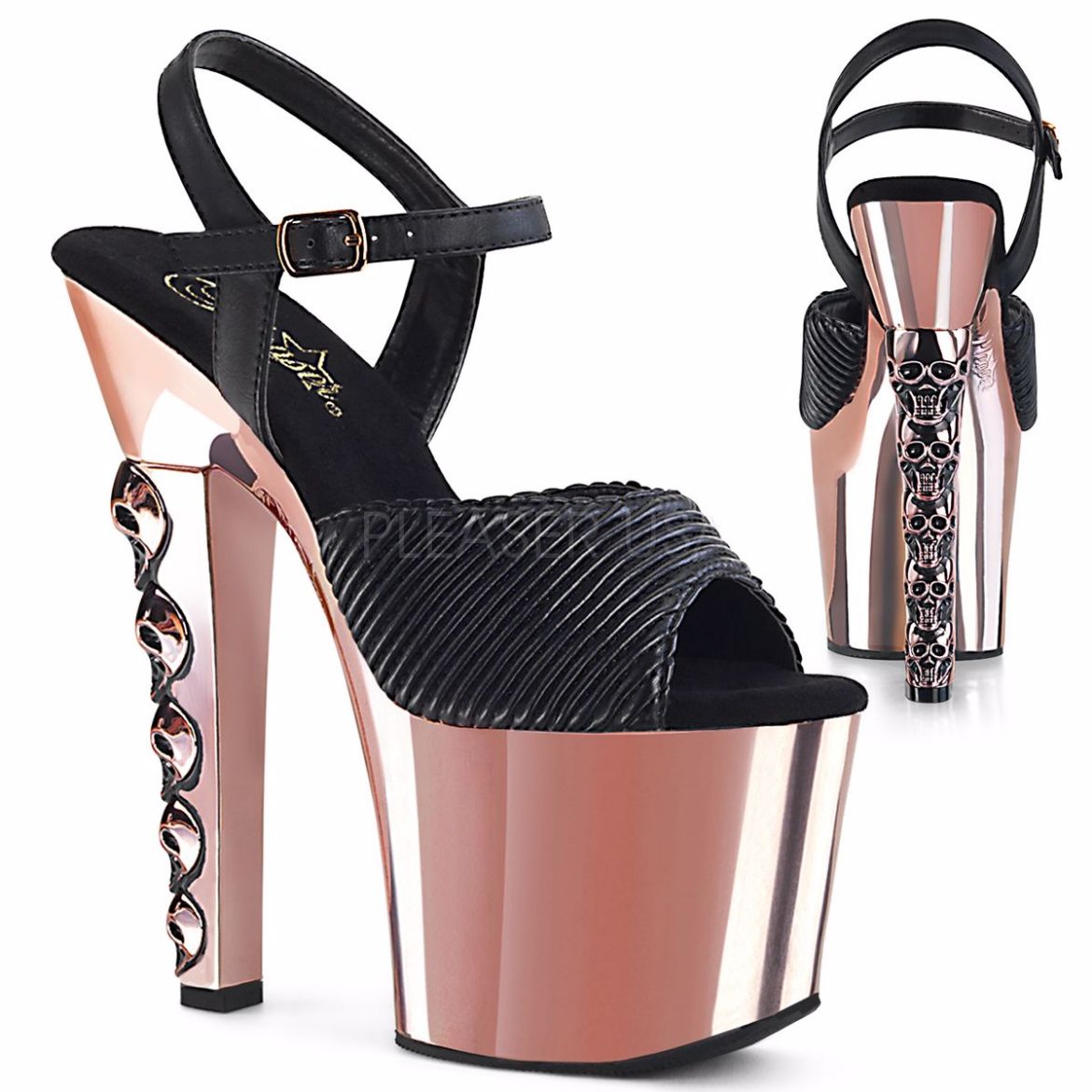 Black and rose hot sale gold high heels