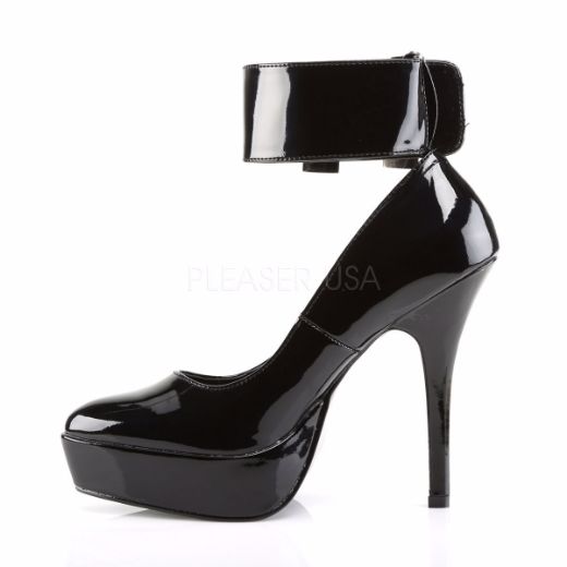 Product image of Devious Indulge-534 Black Patent, 5 1/4 inch (13.3 cm) Heel, 1 1/4 inch (3.2 cm) Platform Court Pump Shoes