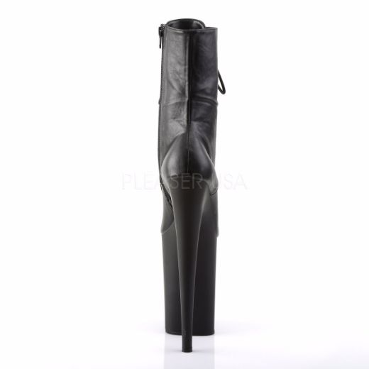 Product image of Pleaser Infinity-1020 Black Faux Leather/Black Matte, 9 inch (22.9 cm) Heel, 5 1/4 inch (13.3 cm) Platform Ankle Boot