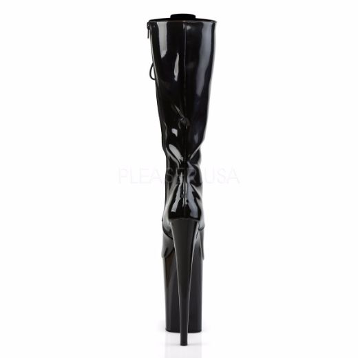 Product image of Pleaser Infinity-2020 Black Patent/Black, 9 inch (22.9 cm) Heel, 5 1/4 inch (13.3 cm) Platform Ankle Boot
