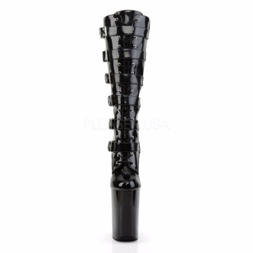 Product image of Pleaser Infinity-2049 Black Patent/Black, 9 inch (22.9 cm) Heel, 5 1/4 inch (13.3 cm) Platform Knee High Boot