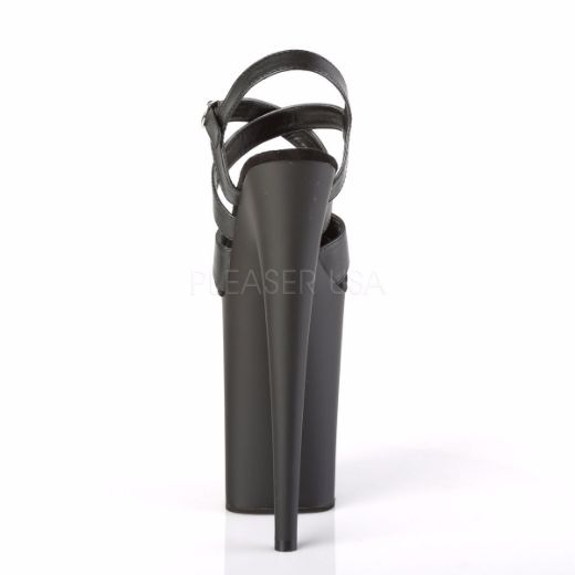 Product image of Pleaser Infinity-997 Black Faux Leather/Black Matte, 9 inch (22.9 cm) Heel, 5 1/4 inch (13.3 cm) Platform Sandal Shoes