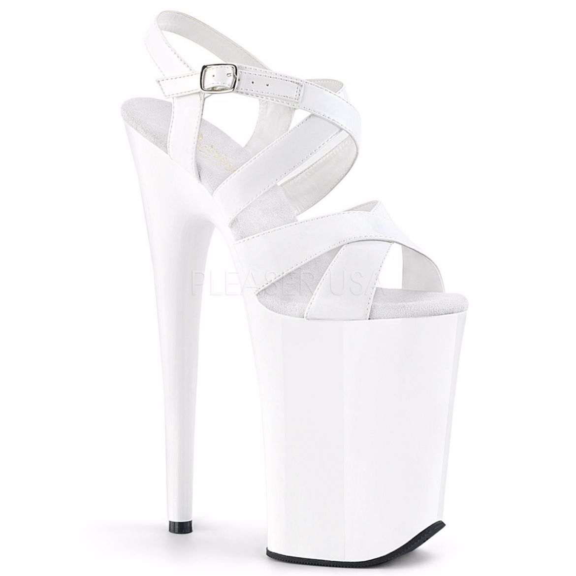 Product image of Pleaser Infinity-997 White Patent/White, 9 inch (22.9 cm) Heel, 5 1/4 inch (13.3 cm) Platform Sandal Shoes