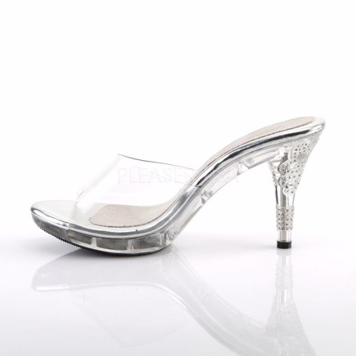 Product image of Fabulicious Iris-401 Clear/Clear, 3 3/4 inch (9.5 cm) Heel, 1/2 inch (1.3 cm) Platform Slide Mule Shoes
