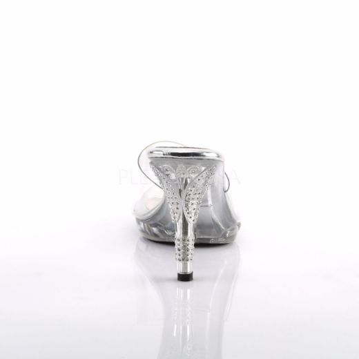 Product image of Fabulicious Iris-401 Clear/Clear, 3 3/4 inch (9.5 cm) Heel, 1/2 inch (1.3 cm) Platform Slide Mule Shoes