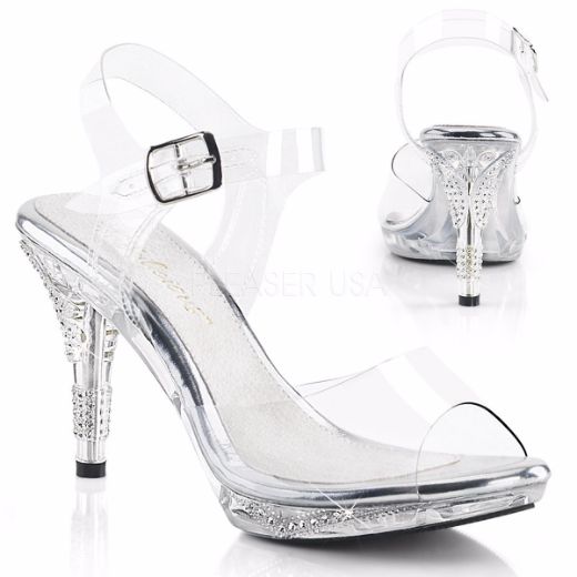 Product image of Fabulicious Iris-408 Clear/Clear, 3 3/4 inch (9.5 cm) Heel, 1/2 inch (1.3 cm) Platform Sandal Shoes