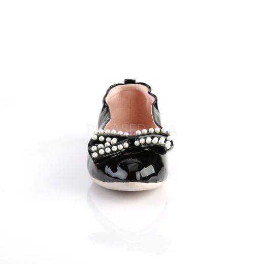 Product image of Pin Up Couture Ivy-09 Black Patent Flat Shoes