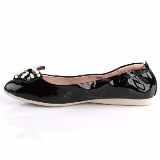 Product image of Pin Up Couture Ivy-09 Black Patent Flat Shoes
