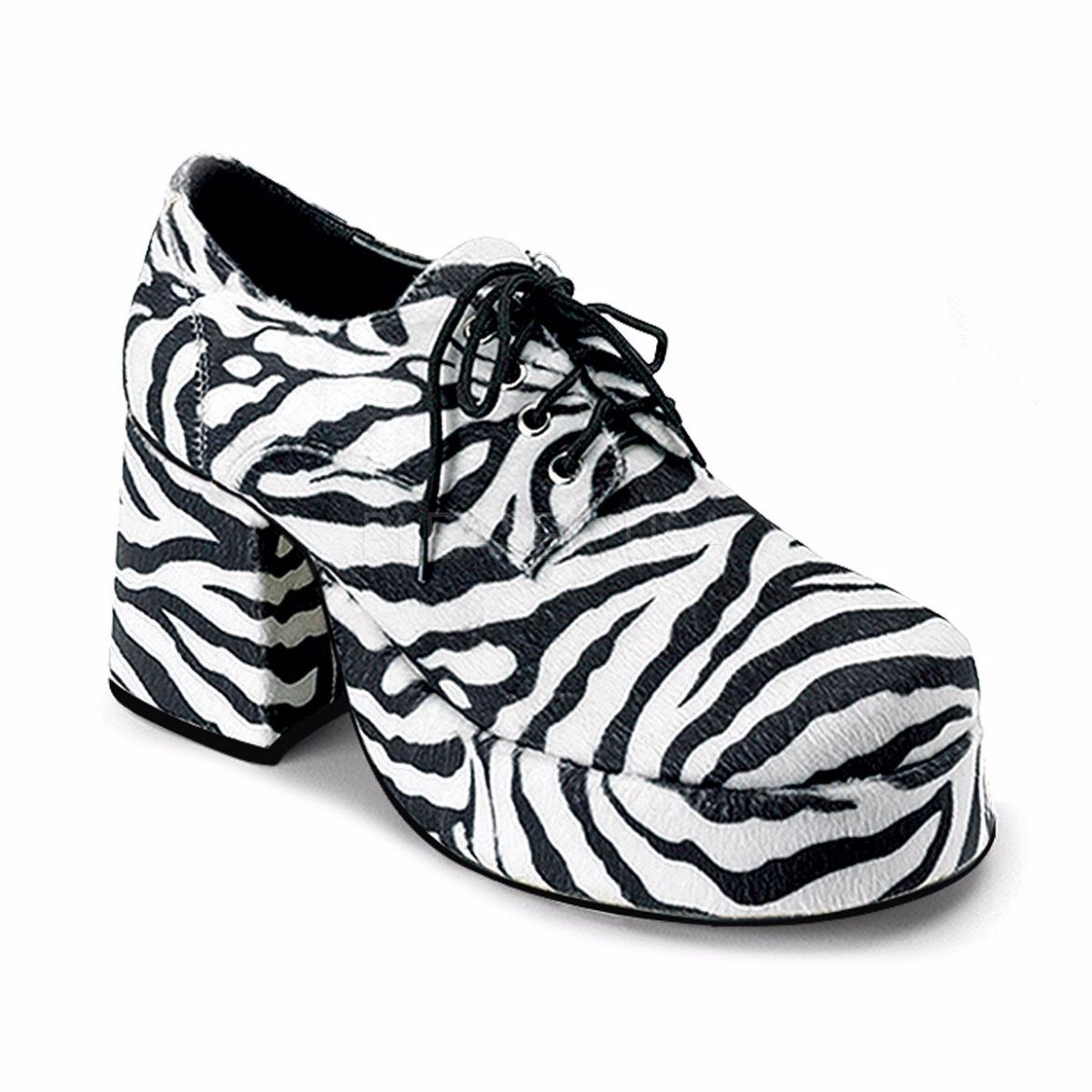 Product image of Funtasma Jazz-02 Zebra Fur, 3 1/2 inch (8.9 cm) Heel, 1 1/2 inch (3.8 cm) Platform Court Pump Shoes
