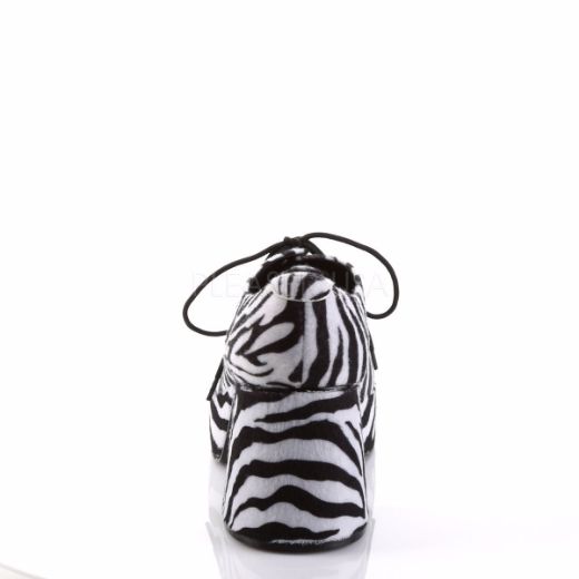 Product image of Funtasma Jazz-02 Zebra Fur, 3 1/2 inch (8.9 cm) Heel, 1 1/2 inch (3.8 cm) Platform Court Pump Shoes