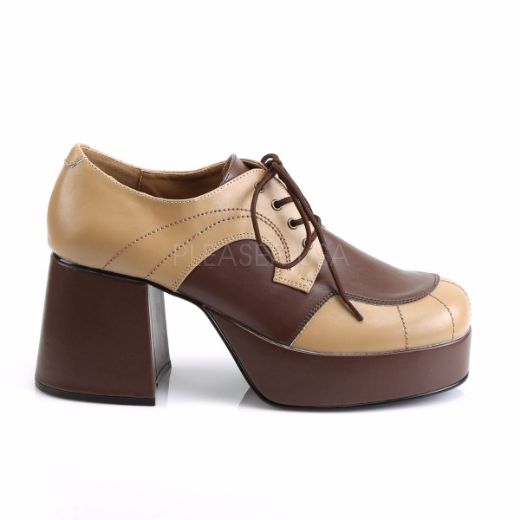 Product image of Funtasma Jazz-06 Tan-Brown Pu, 3 1/2 inch (8.9 cm) Block Heel, 1 1/2 inch (3.8 cm) Platform Court Pump Shoes