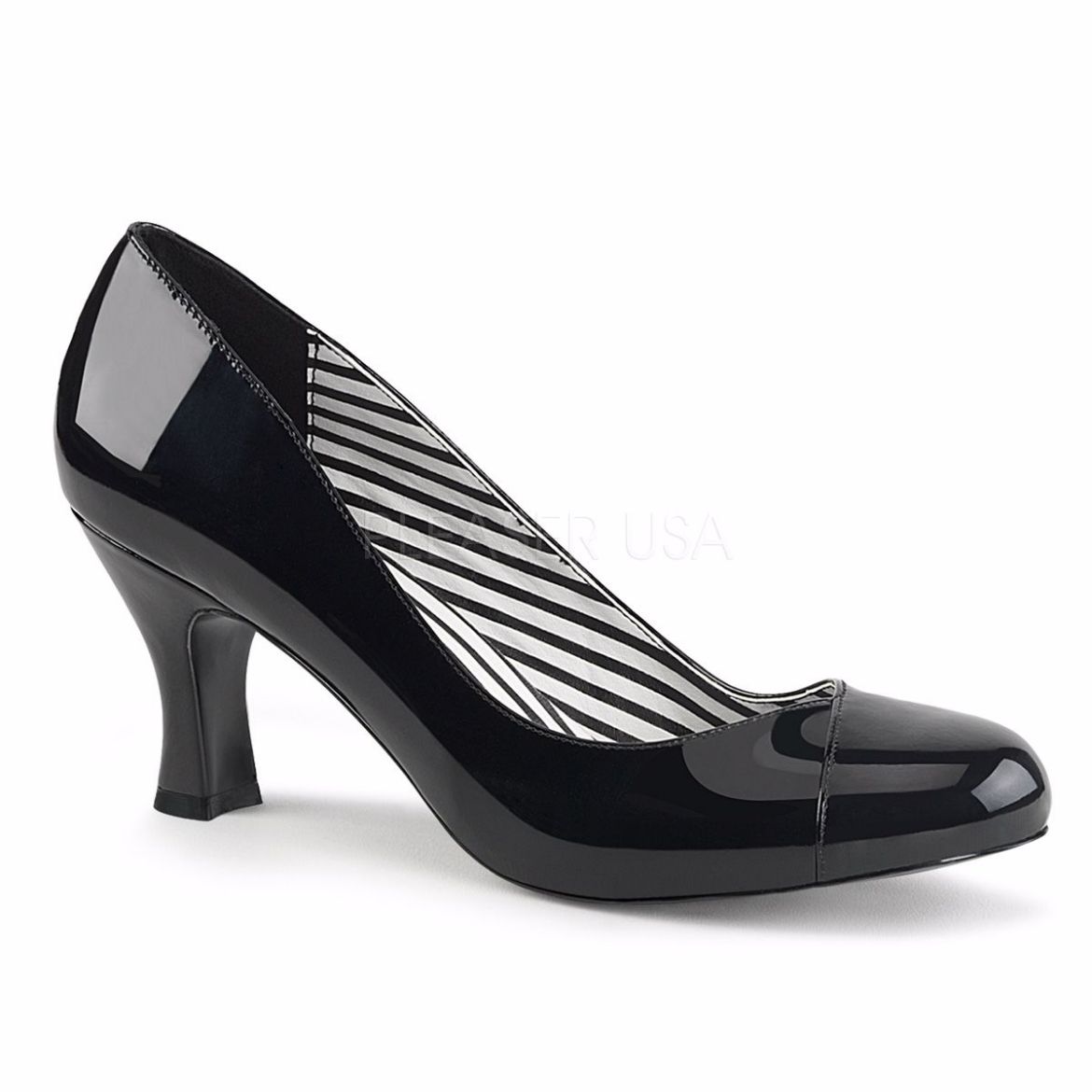 Product image of Pleaser Pink Label Jenna-01 Black Patent, 3 inch (7.6 cm) Heel Court Pump Shoes