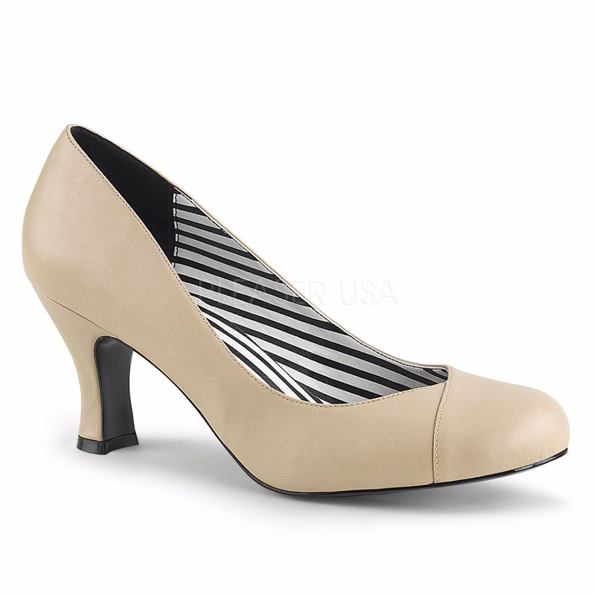 Product image of Pleaser Pink Label Jenna-01 Cream Faux Leather, 3 inch (7.6 cm) Heel Court Pump Shoes