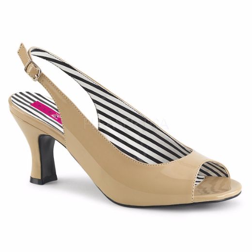 Product image of Pleaser Pink Label Jenna-02 Cream Patent, 3 inch (7.6 cm) Heel Court Pump Shoes