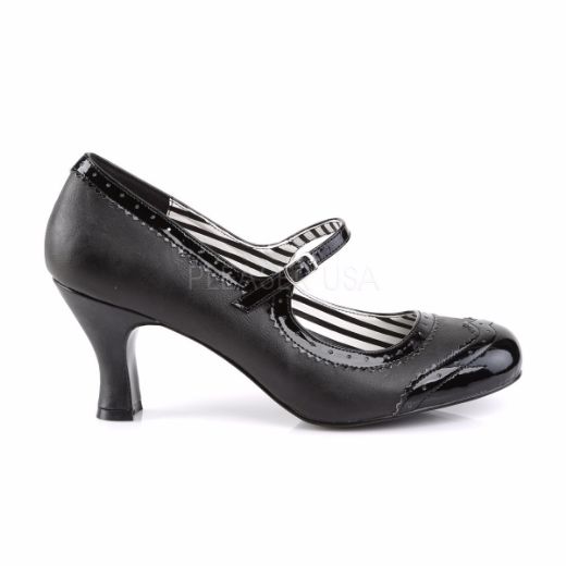 Product image of Pleaser Pink Label Jenna-06 Black Faux Leather-Patent, 3 inch (7.6 cm) Heel Court Pump Shoes