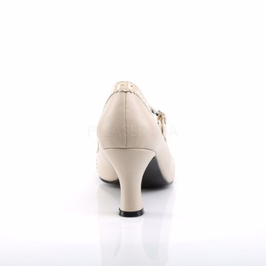 Product image of Pleaser Pink Label Jenna-06 Cream Faux Leather-Patent, 3 inch (7.6 cm) Heel Court Pump Shoes